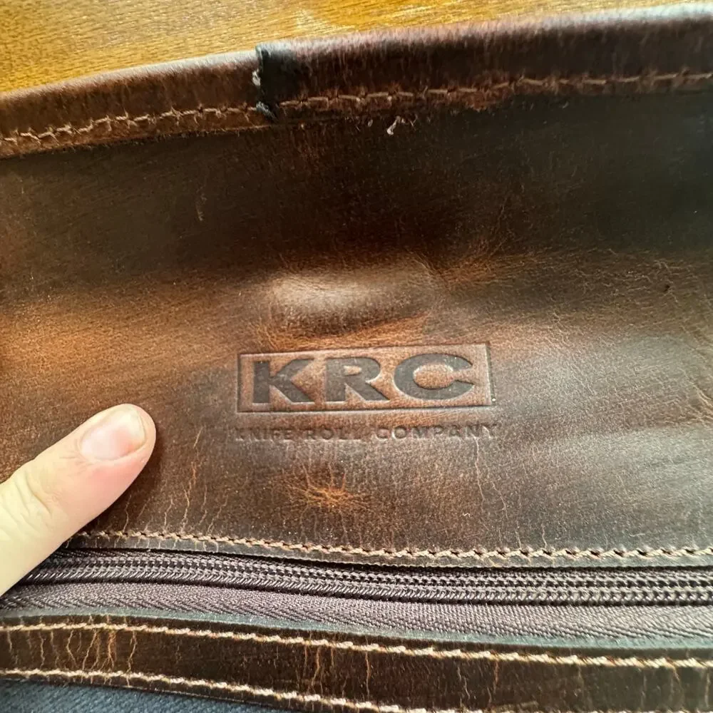 NEW Knife Roll Company Iris‎ Leather Chef Knife Roll Stress Grey 5 Slot